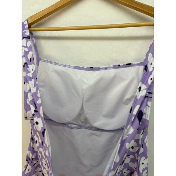 Emory Rose Women's Plus Size 3X One Piece Swim Suit Lavender Floral - Picture 4 of 6
